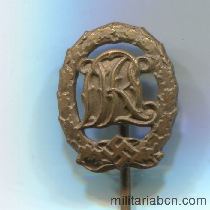 Germany. Bronze DRL sports badge. With swastika. Miniature