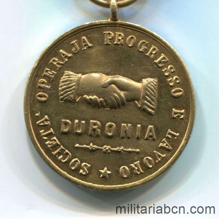 Italia. Medalla de la Societá Operaja progresso e Lavoro. Duronia