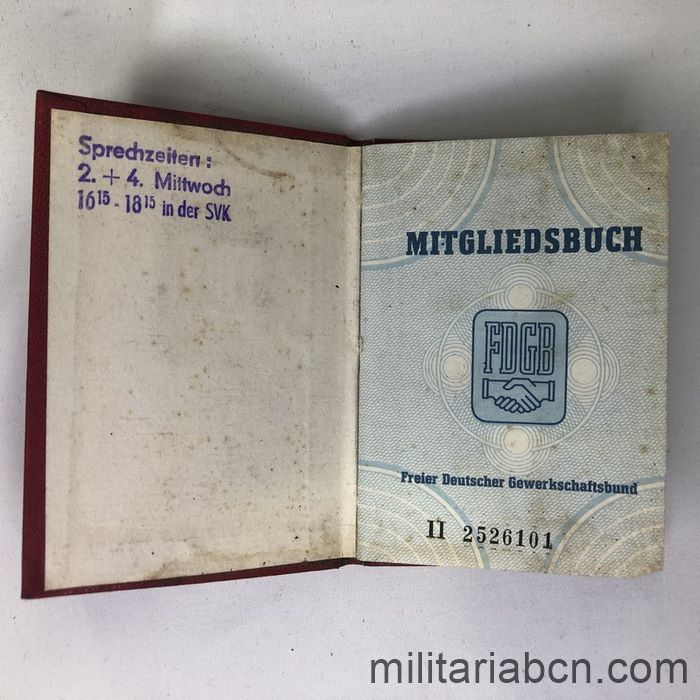 DDR  Carnet FDGB Freier Deutscher Gewerkschaftsbund