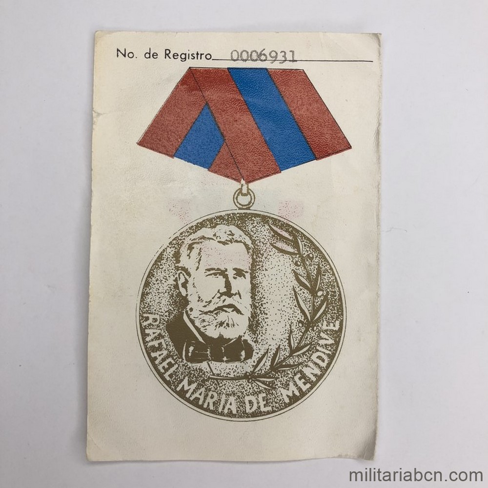 Cuba. Documento concesión de la Distinción Rafael María de Mendive