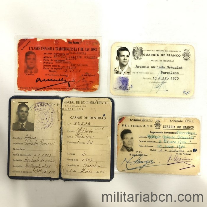 Conjunto de 4 documentos de un Combatiente de la Guerra Civil