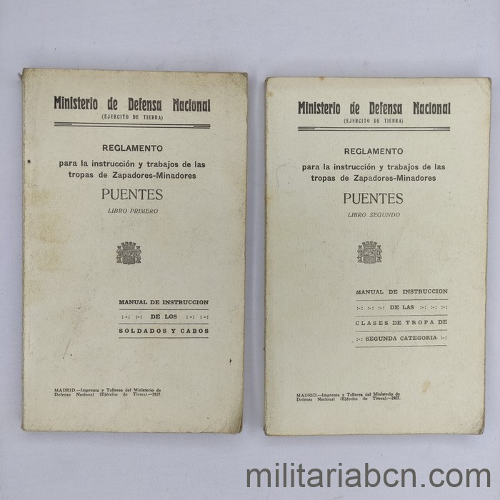 Reglamento para la instrucción y trabajos de las Tropas de Zapadores - Minadores. Puente1937