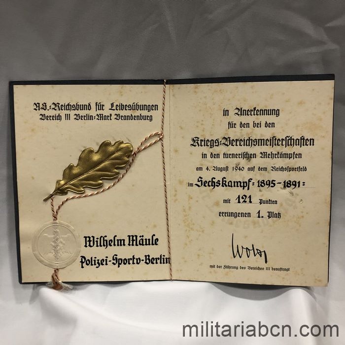Alemania III Reich. Título e Insignia Deportiva de la NS.-Reichsbund für Leibesübungen