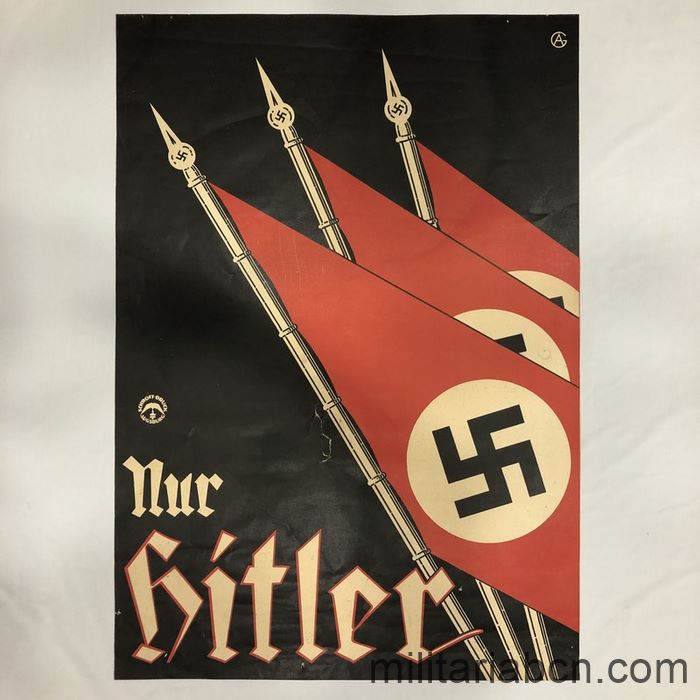 Alemania III Reich. Cartel de las Elecciones Presidenciales de 1932. Nur Hitler