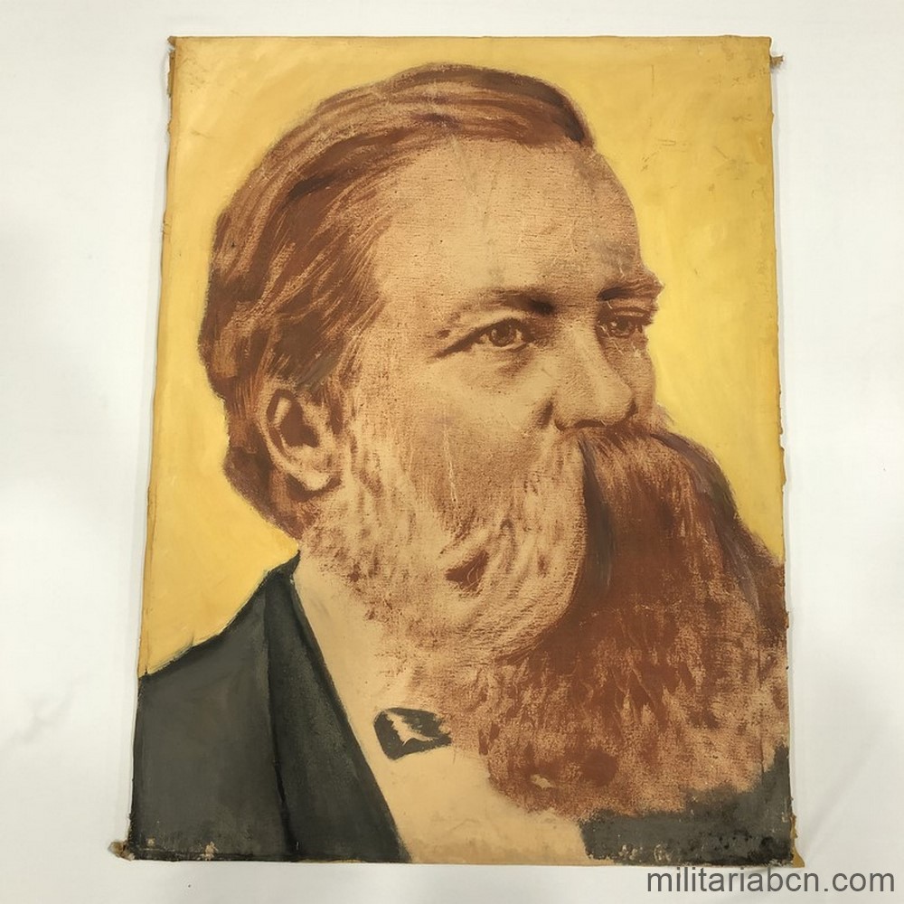 DDR. Retrato o pintura al óleo de Friedrich Engels