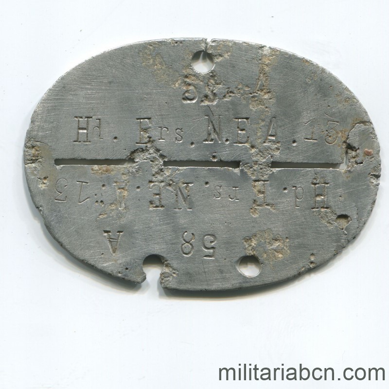 Chapa de identificación. Erkennungsmarke Hoch- und Deutschmeister Division  Ersatz NEA