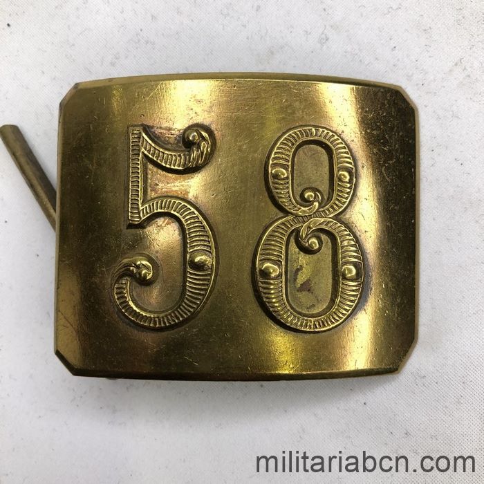 Hebilla del 58 Regimiento de Infantería. Época Alfonso XII