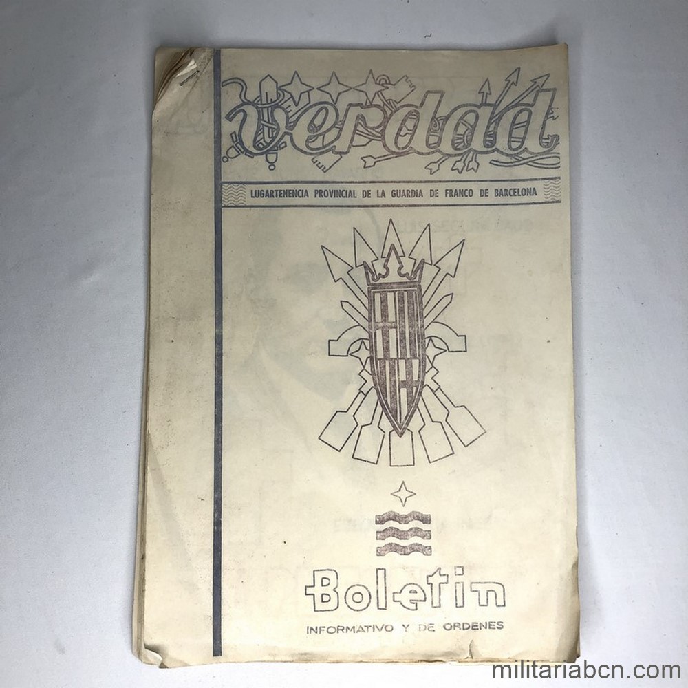 Verdad. Publicación de Orden Interno de la Lugartinencia Provincial de la Guardia de Franco de Barcelona. Nº 20
