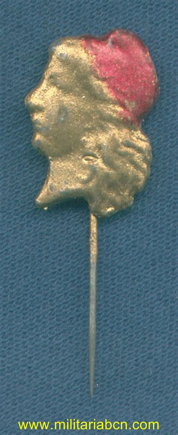 2ª República y Guerra Civil Española. Insignia de propaganda. Con la efigie de la República.