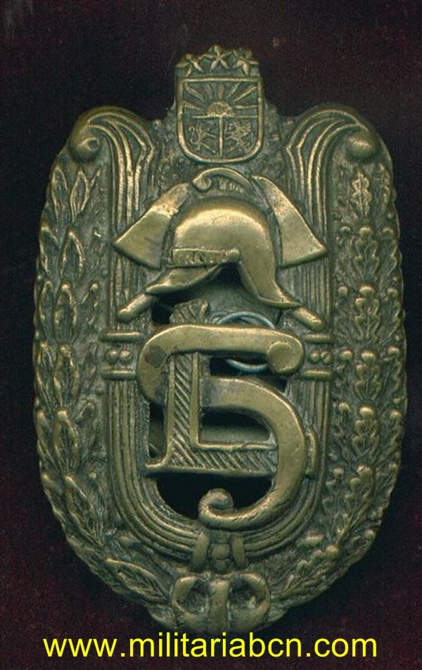 Placa de Mérito de Bomberos.1938. Numerada.