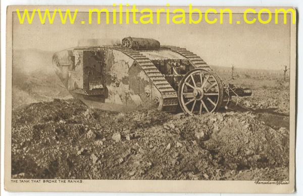 Postal. Canadá. 1ª Guerra Mundial. Carro de combate Mark I.