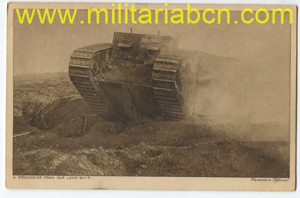Postal. Canadá. 1ª Guerra Mundial. Carro de combate Mark I.