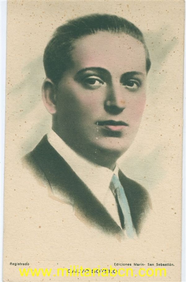 Postal de Calvo Sotelo. Ediciones Marin. San Sebastián. Huecograbado Arte Bilbao. Coloreada.