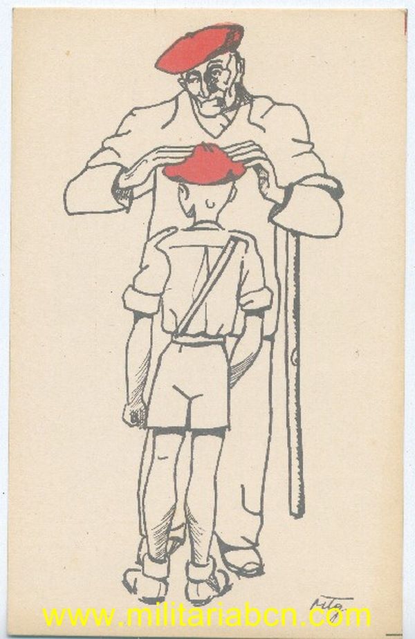 Postal carlista de la Guerra Civil Española. Autorizada por la JPP de Navarra. Sin escribir.