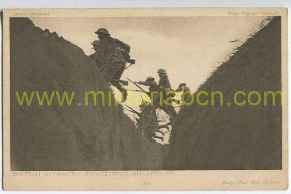 Reino Unido. Postal. British Infantry practising an attack. 1ª Guerra Mundial