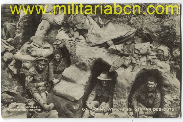 Postal. Reino Unido. 1ª Guerra Mundial. Tommy at home in German dug-outs.