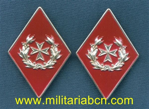 España. Pareja de Rombos de cuello de Tropa. Modelo de los años 50-60. Sanidad Militar.