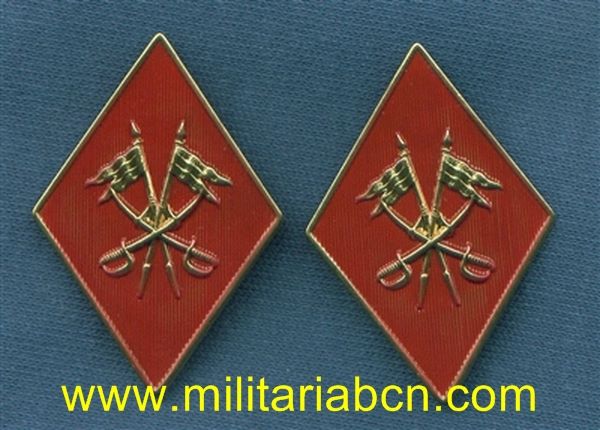 España. Pareja de Rombos de cuello de Tropa. Modelo de los años 50-60. Caballería.