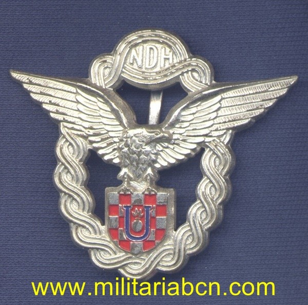 Croacia. Placa de Piloto. Versión plata. 1er Modelo. 2ª Guerra Mundial. Fabricada por Braca Knaus