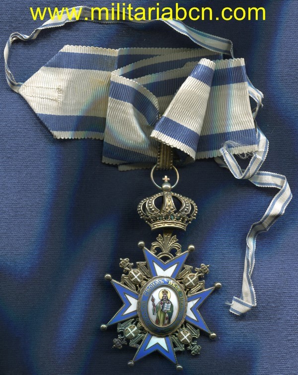 SERBIA. Orden de San Sava. Cruz de Comendador. Con cinta