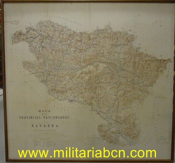 Mapa de las Provincias Vascongadas y Navarra.  3ª Guerra Carlista.  Dibujado y litografiado en el Depósito de la Guerra. A S.M. El Rey D. Alfonso XII
