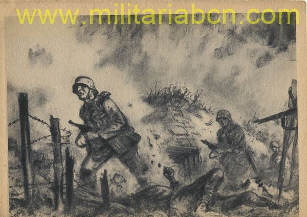 Alemania III Reich. Postal 2ª Guerra Mundial. Texto en castellano.