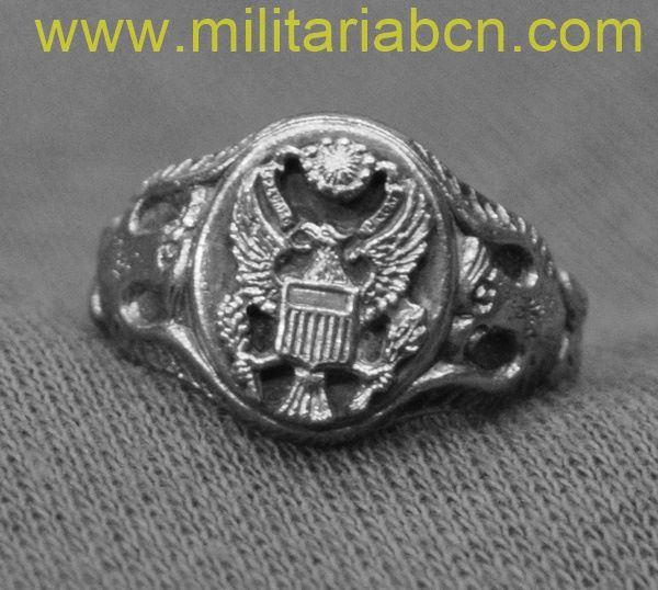 Anillo en plata del US Army.  2ª Guerra Mundial.