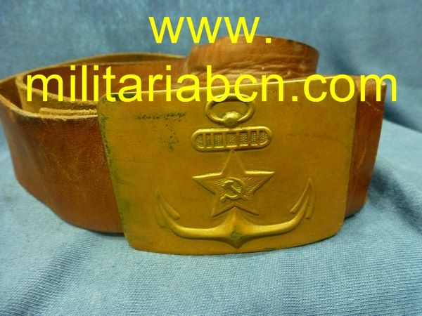URSS. Unión Soviética.  Hebilla y cinturón de la Marina Soviética  Años 60.