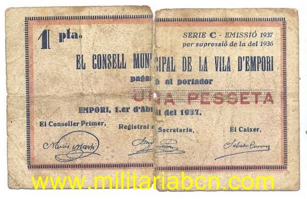 Consell Municipal de Vila d'Empori. 1 peseta