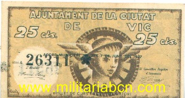 Ajuntament de Vic. 25 cts