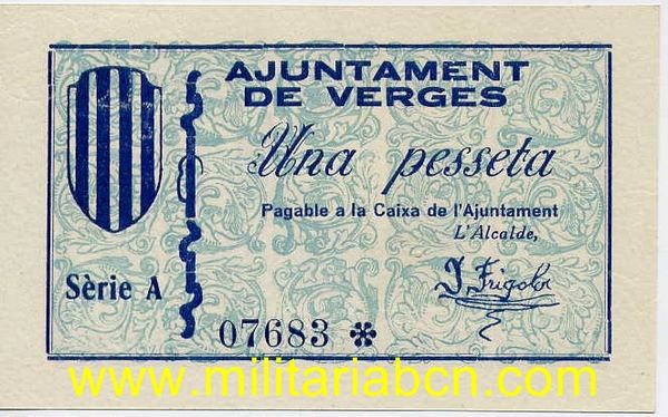 Ajuntament de Verges. 1 peseta