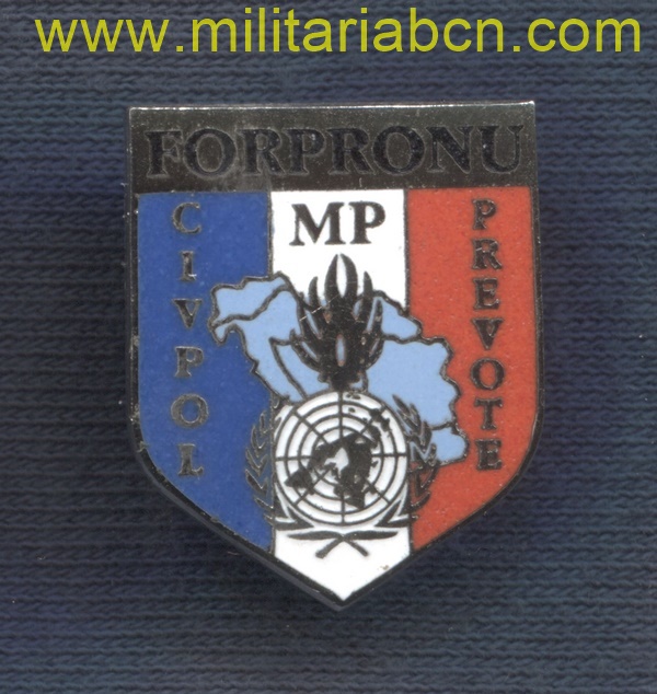 Insignia de solapa de la FORPRONU Force de Protection des Nations Unies Croacia y Bosnia Herzegovina