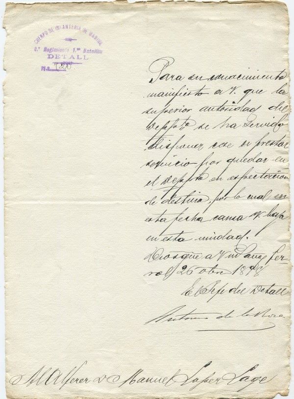 Escrito del Cuerpo de Infantería de Marina