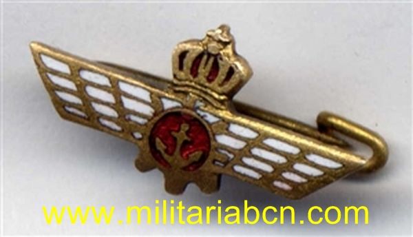 ESPAÑA. Insignia de solapa 14 mm. Piloto de Globos Época Alfonso XIII.