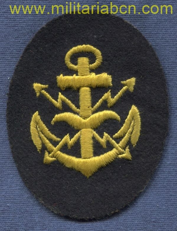 Kriegsmarine. Distintivo de brazo de Especialidad en tela. Suboficial Alerta Antiaérea. Flugmeldemaat Laufbahnabzeichen