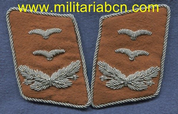 Pareja de Insignias de cuello de Oberleutnant de Comunicaciones de la Luftwaffe.  Obeleutnant aus Luftnachrichten.