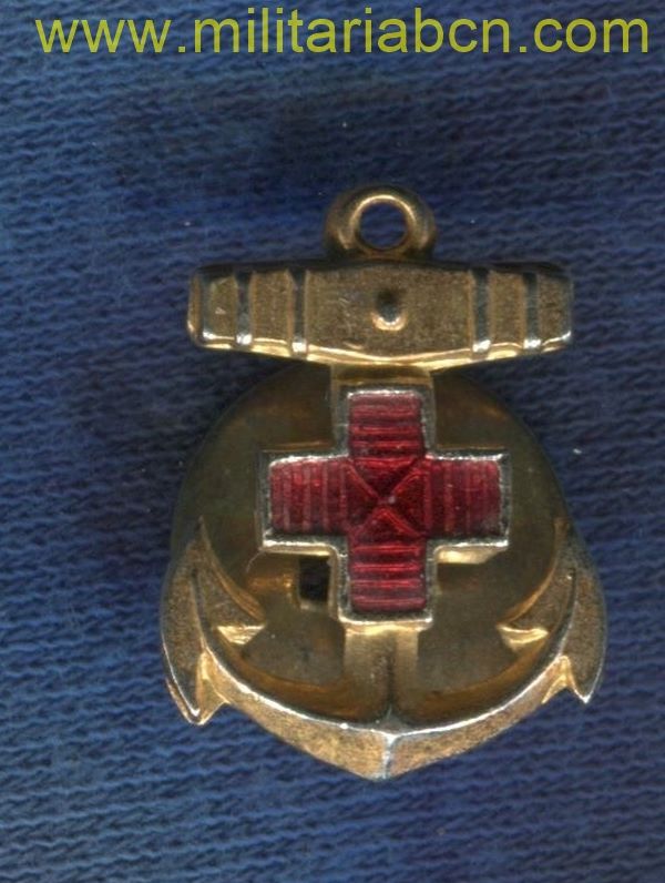 Insignia de solapa de la Cruz Roja del Mar.  Época de Franco.