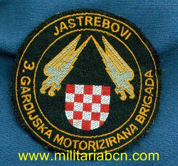 Guerra de los Balcanes. Croacia. Parche de tela 3 Gardijska Motorizirana Brigada Jastrebovi.
