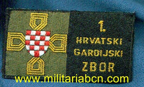 Guerra de los Balcanes. Croacia. Parche de tela 1 Hrvatski Gardijski  Zabor.