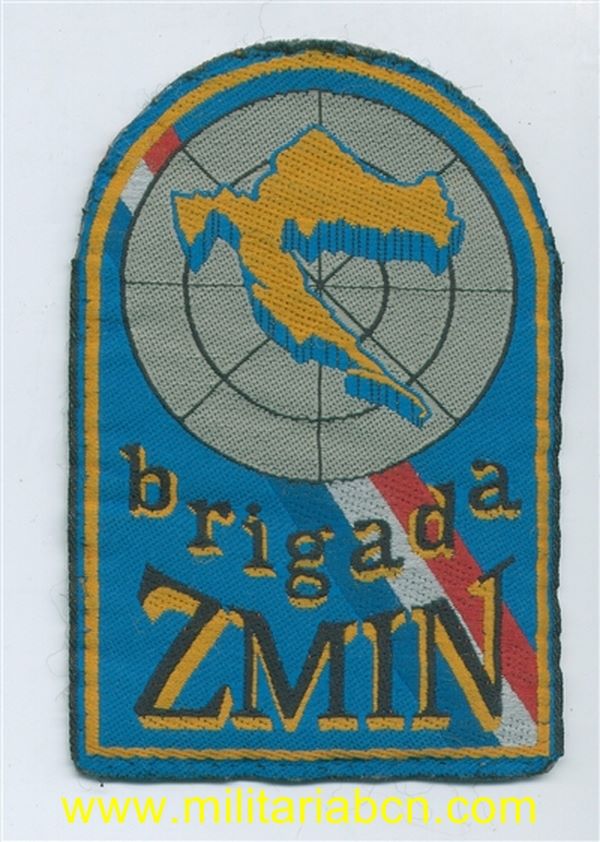 Guerra de los Balcanes. Croacia. Insignia de tela Brigada ZMIN