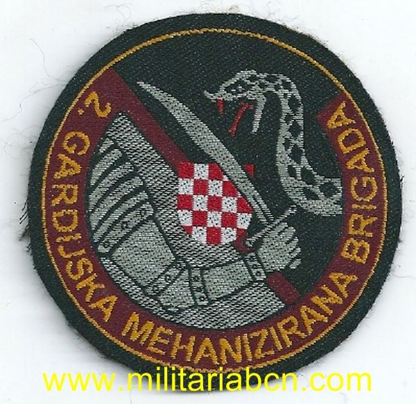 Guerra de los Balcanes.  Croacia.  Insignia de tela del Ejército Croata en Bosnia.  HVO. 2 Gardijska Mehanizirana Brigada. M3