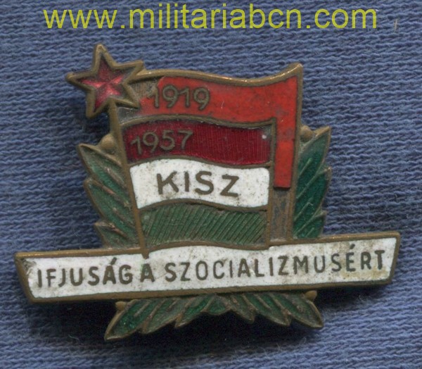 República Popular de Hungría. Insignia de la Liga Húngara de Jóvenes Comunistas (KISZ).